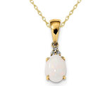 3/4 Carat (ctw) Opal Pendant Necklace in 14K Yellow Gold with Chain